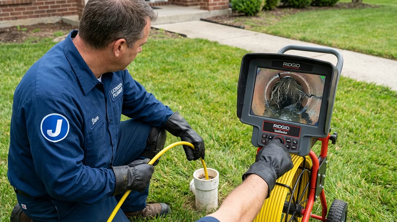 Sewer camera inspection being performed by Johns Plumbing LLC in Winder