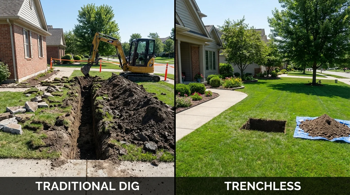 Trenchless sewer repair with minimal yard damage versus traditional excavation in Winder, GA